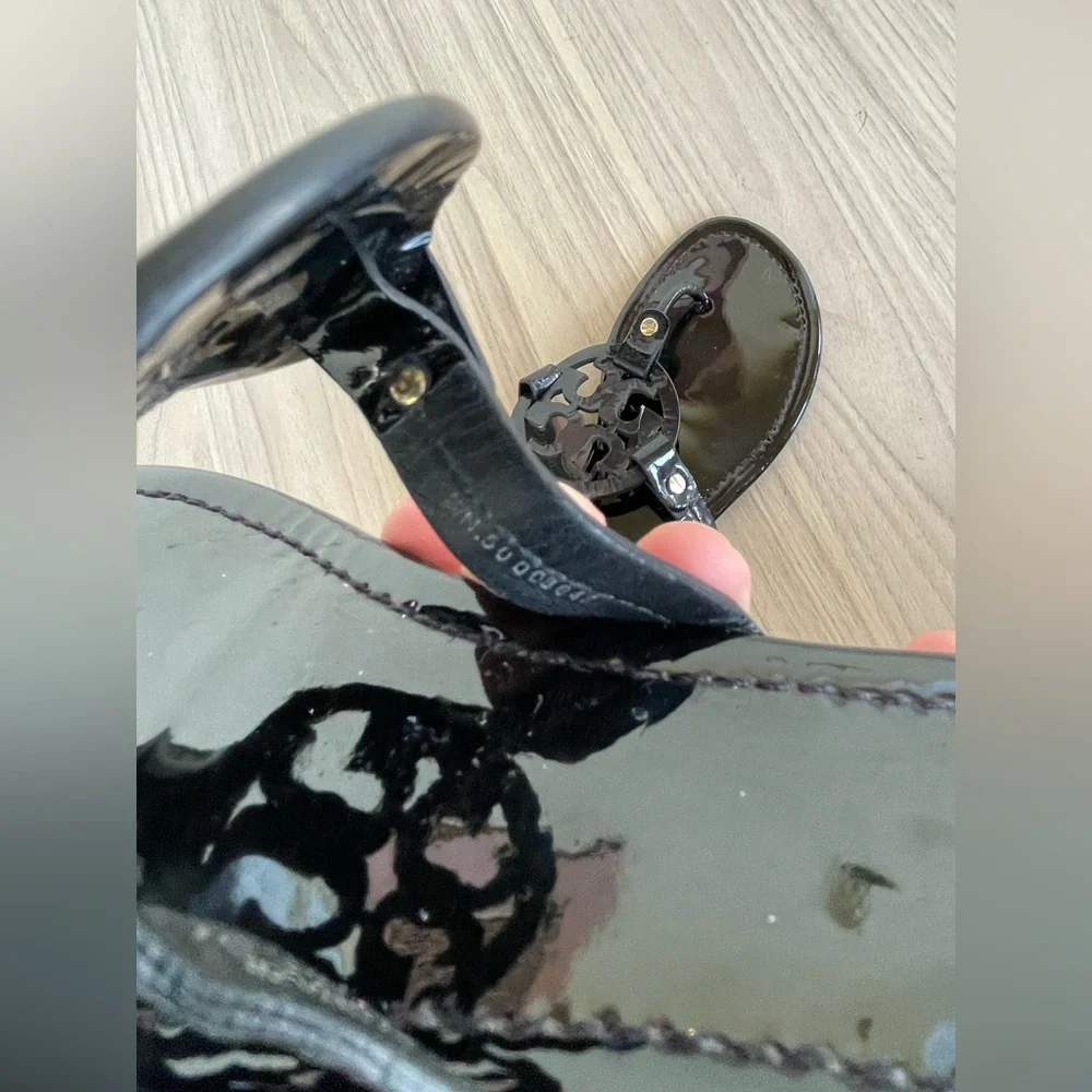Tory Burch Glossy Black Sandals - Picture 10 of 10